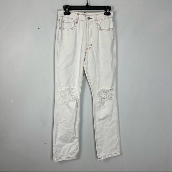 WeWoreWhat Denim - WeWoreWhat Size 27 Wide Leg White Distressed Dad Jeans